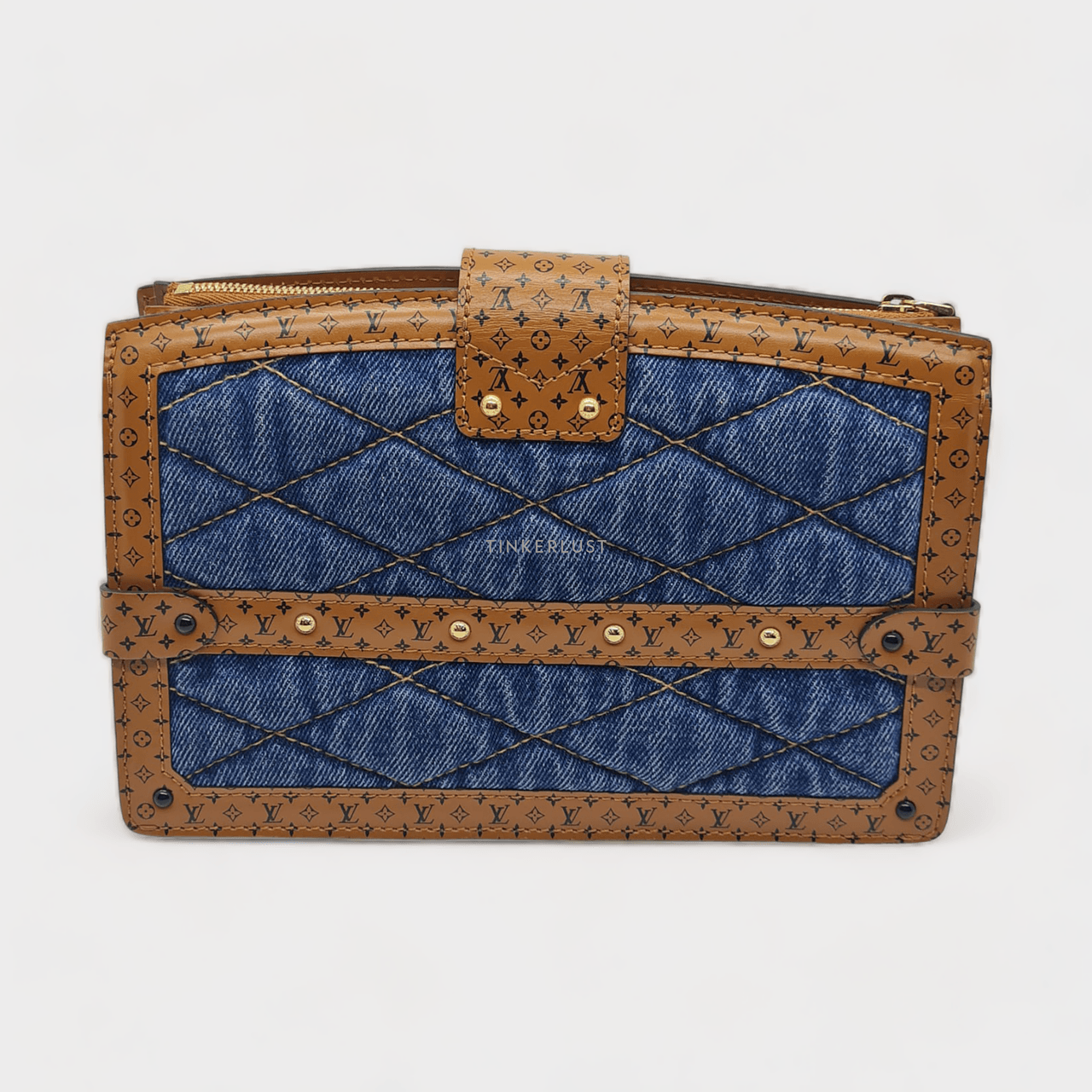 Louis Vuitton Denim Malletage Trunk Clutch Sling Bag