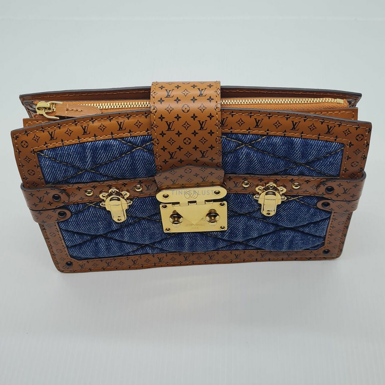 Louis Vuitton Denim Malletage Trunk Clutch Sling Bag