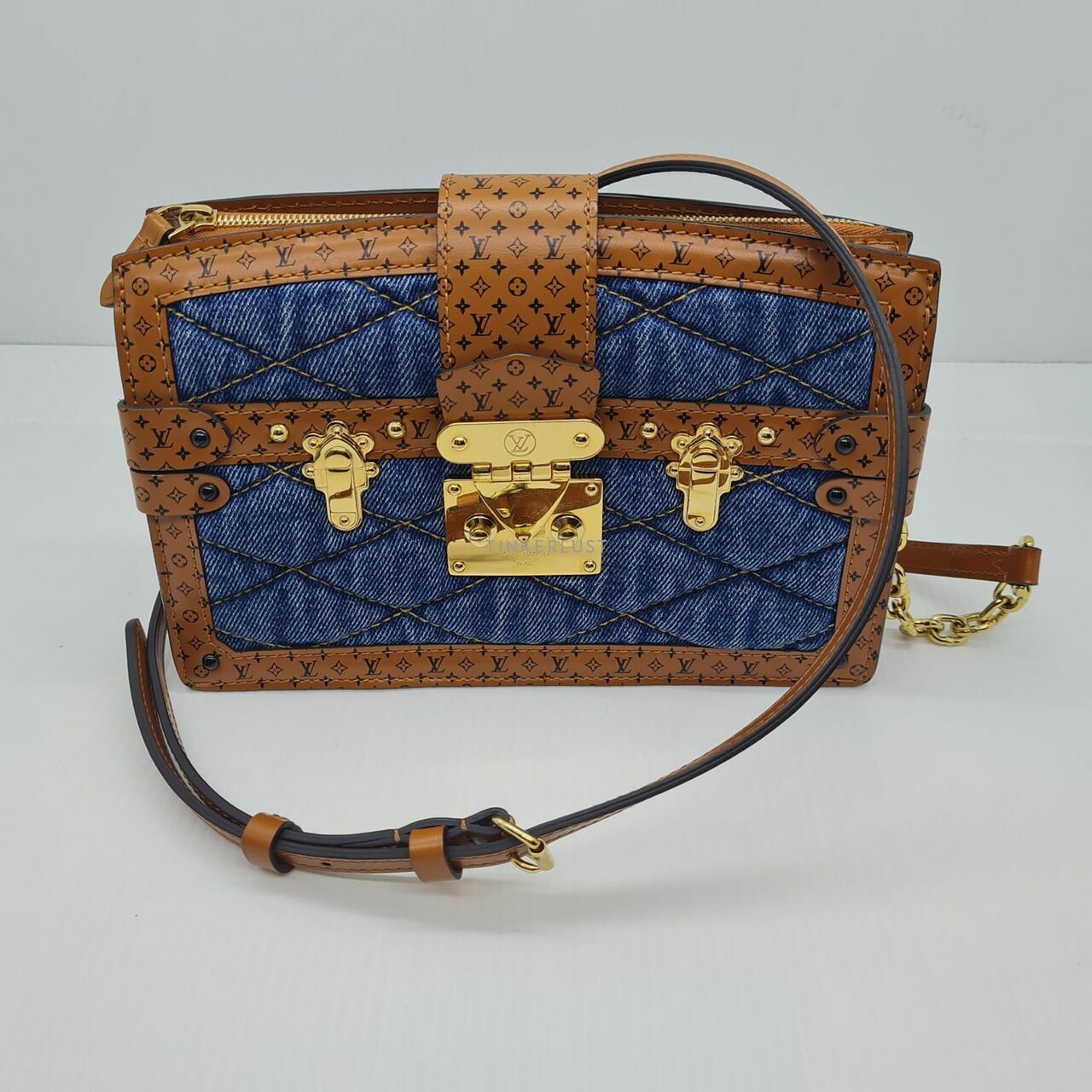 Louis Vuitton Denim Malletage Trunk Clutch Sling Bag