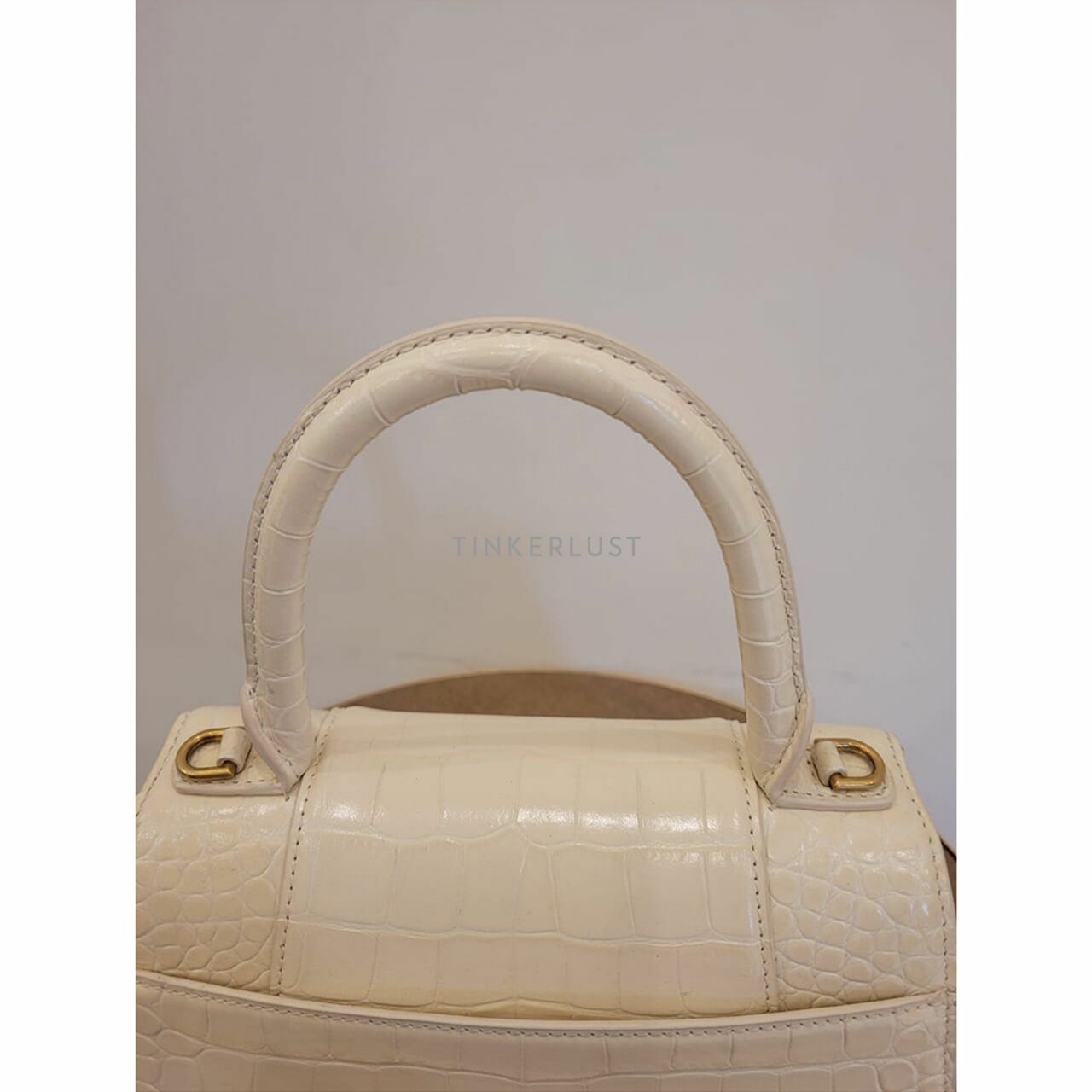 Balenciaga Hourglass Top Handle Croco Satchel