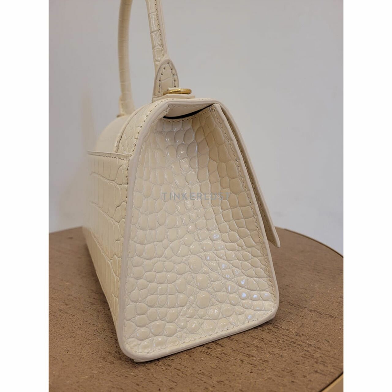 Balenciaga Hourglass Top Handle Croco Satchel