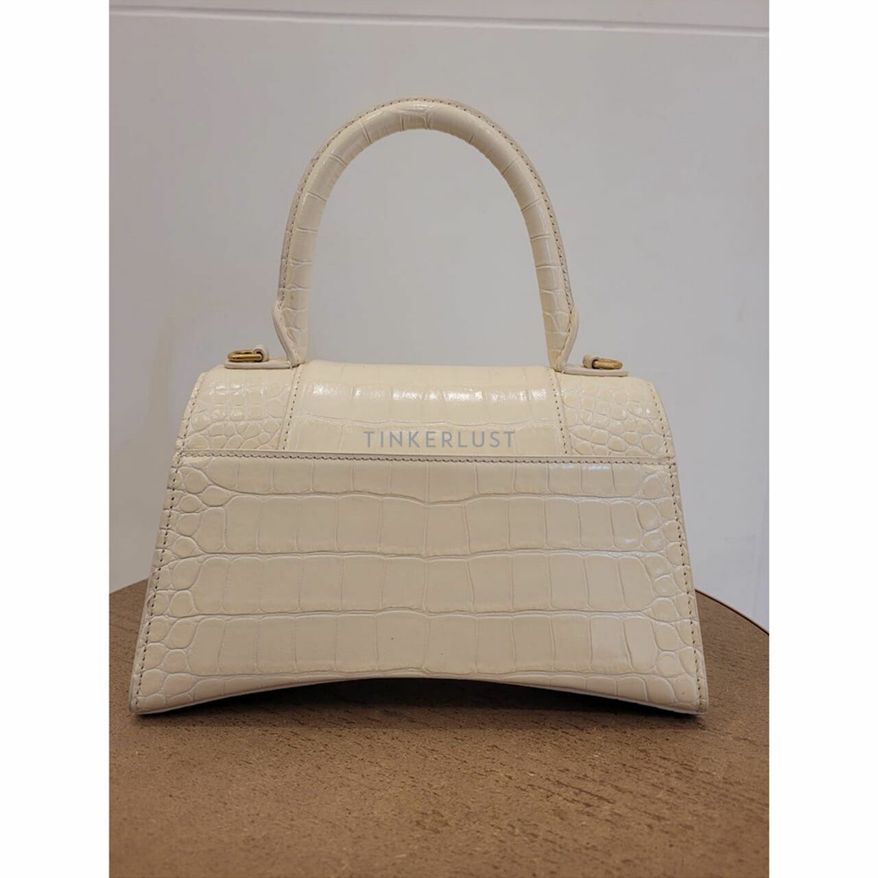 Balenciaga Hourglass Top Handle Croco Satchel