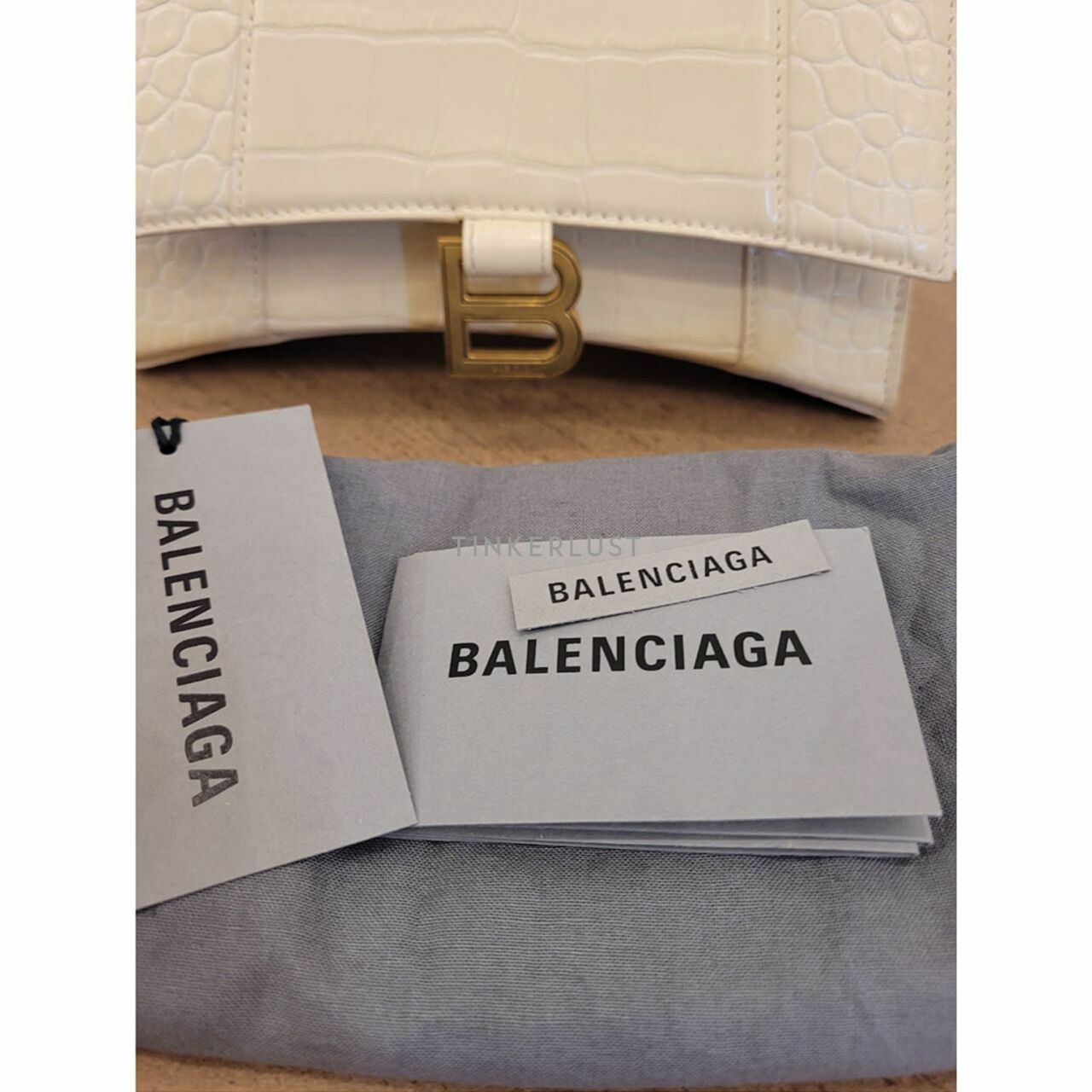 Balenciaga Hourglass Top Handle Croco Satchel