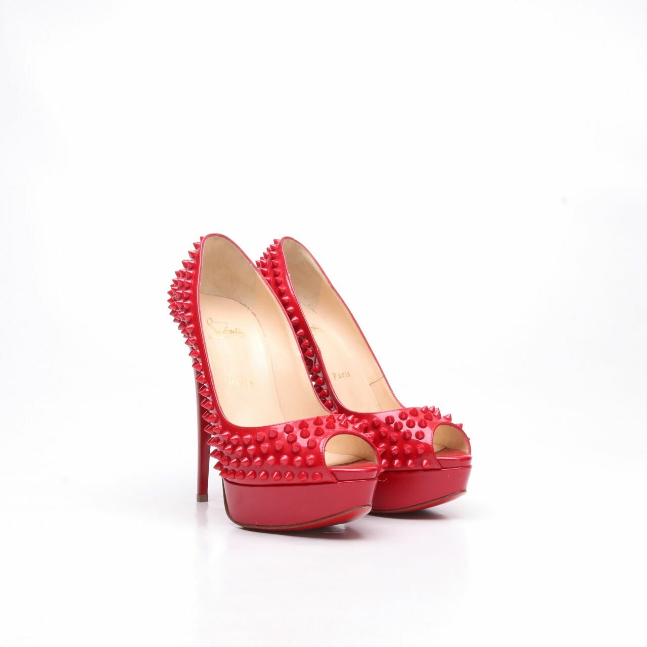 Christian Louboutin Spike Red Patent Leather Heels