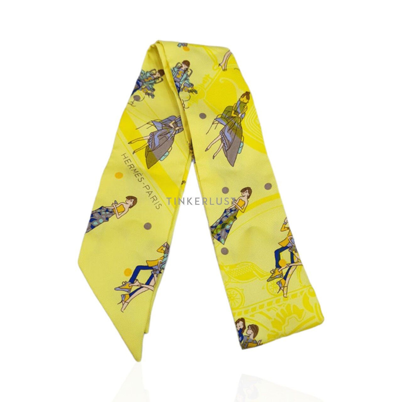 Hermes Yellow Ex-Libris Les Parisie Silk Twilly 