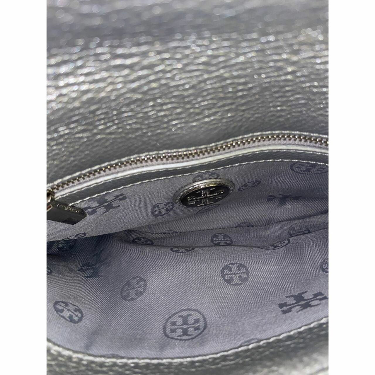 Tory Burch Britten Silver Shoulder Bag