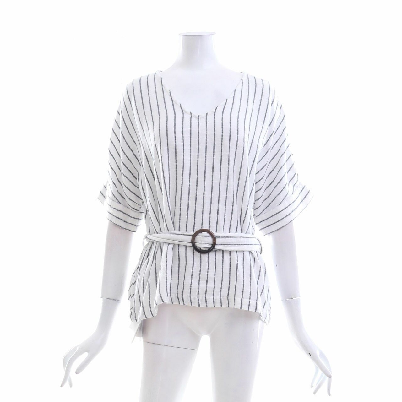 Mango White & Black Stripes Blouse