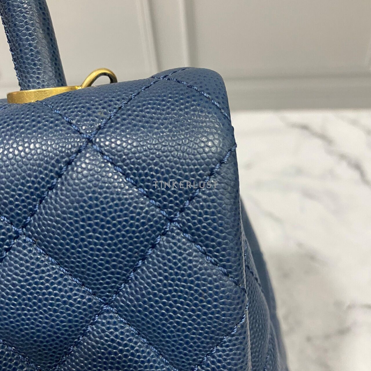 Chanel Coco Handle Medium Blue Caviar GHW #24 Satchel