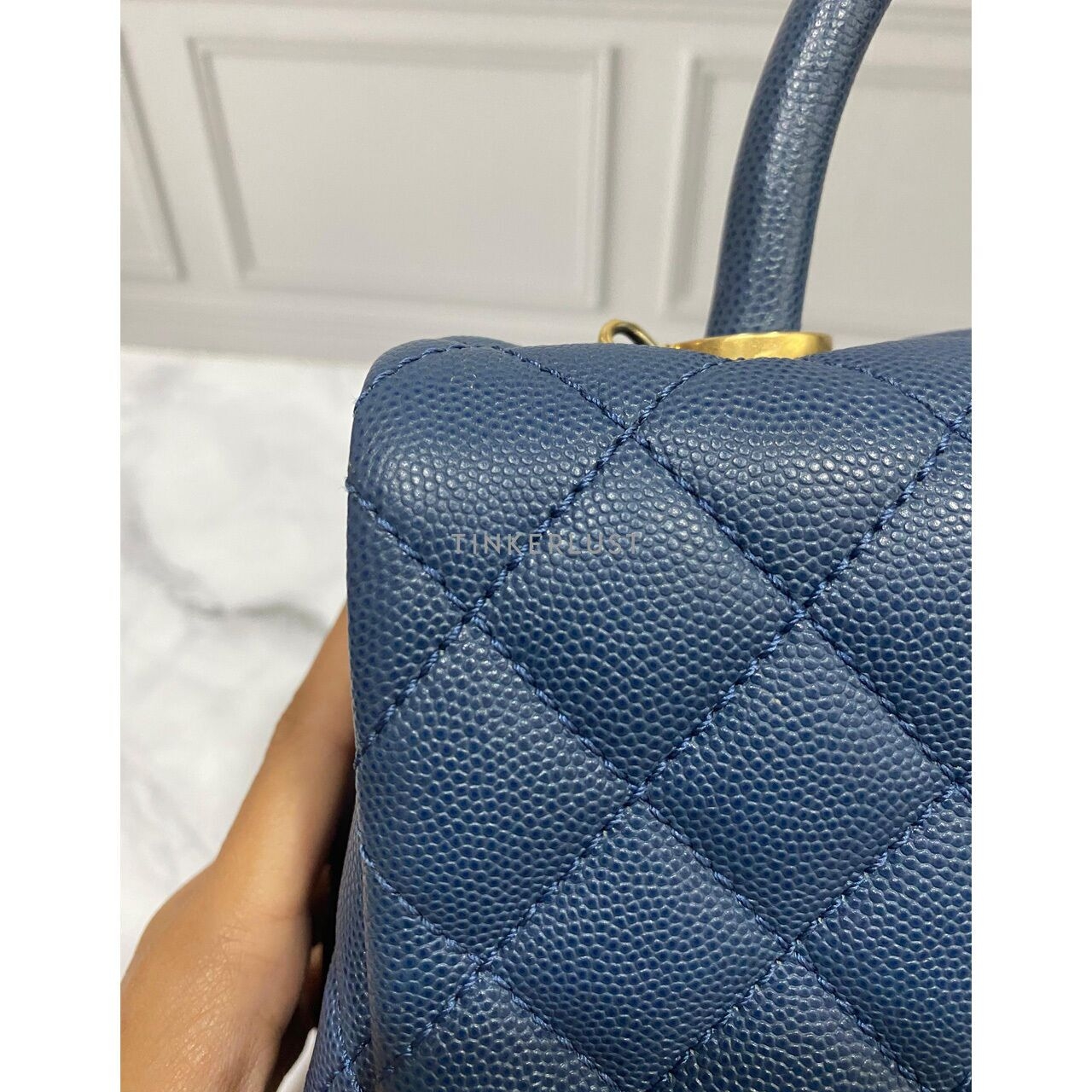 Chanel Coco Handle Medium Blue Caviar GHW #24 Satchel