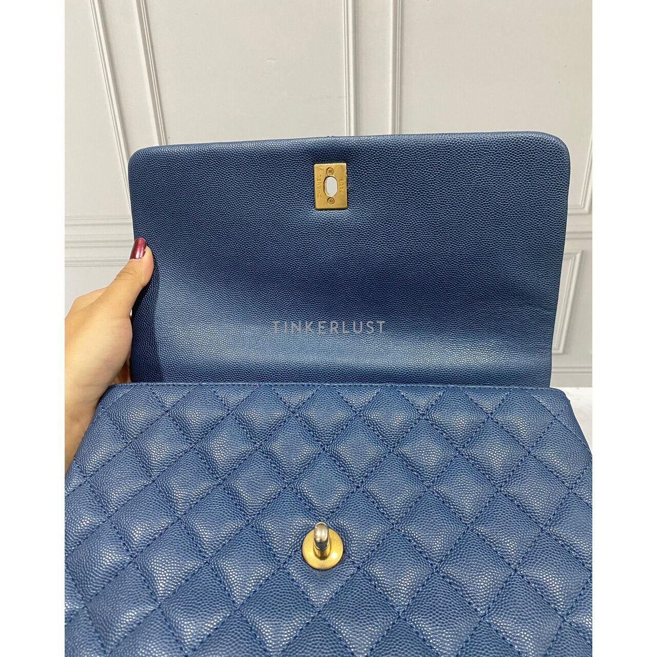 Chanel Coco Handle Medium Blue Caviar GHW #24 Satchel