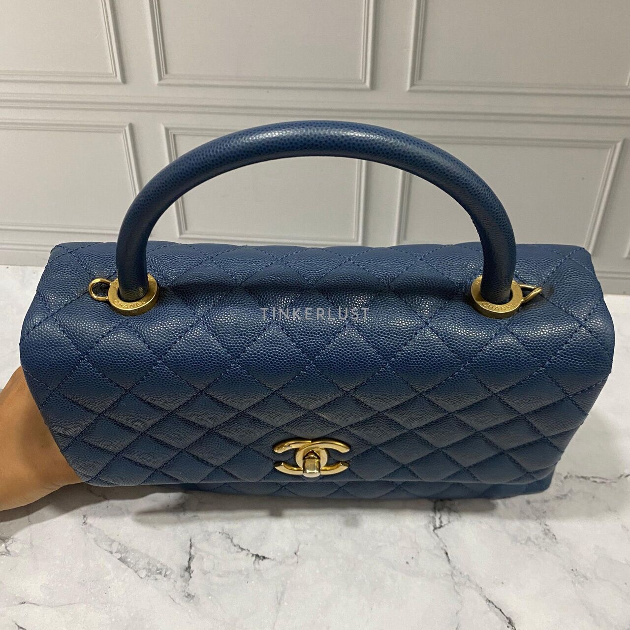 Chanel Coco Handle Medium Blue Caviar GHW #24 Satchel