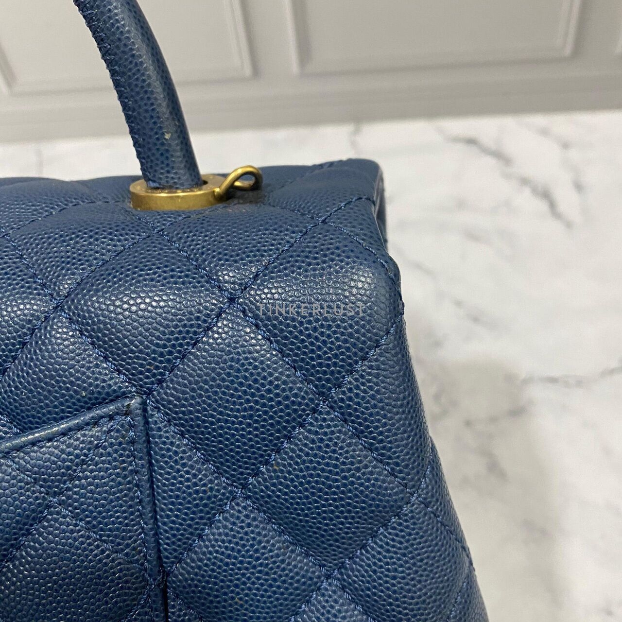 Chanel Coco Handle Medium Blue Caviar GHW #24 Satchel