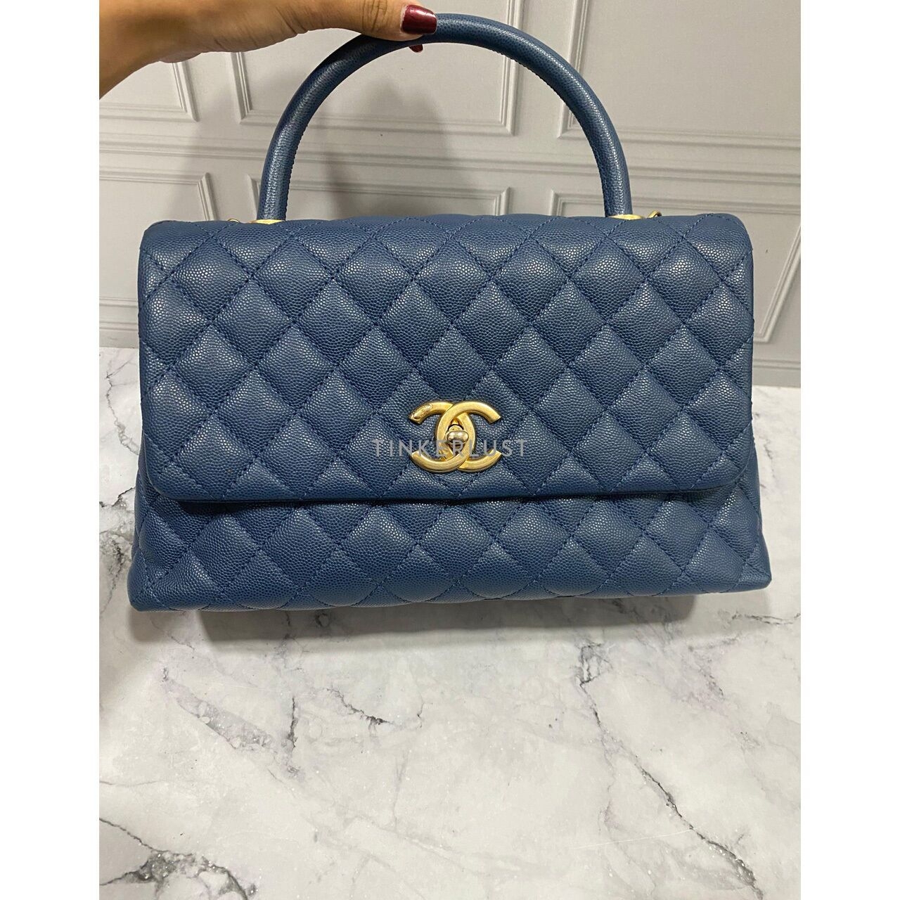 Chanel Coco Handle Medium Blue Caviar GHW #24 Satchel