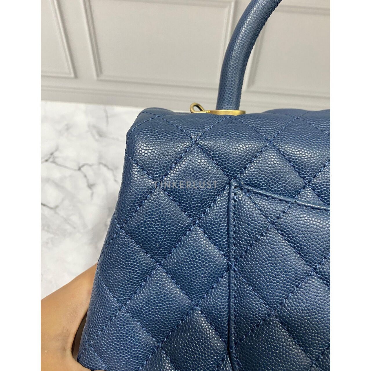 Chanel Coco Handle Medium Blue Caviar GHW #24 Satchel