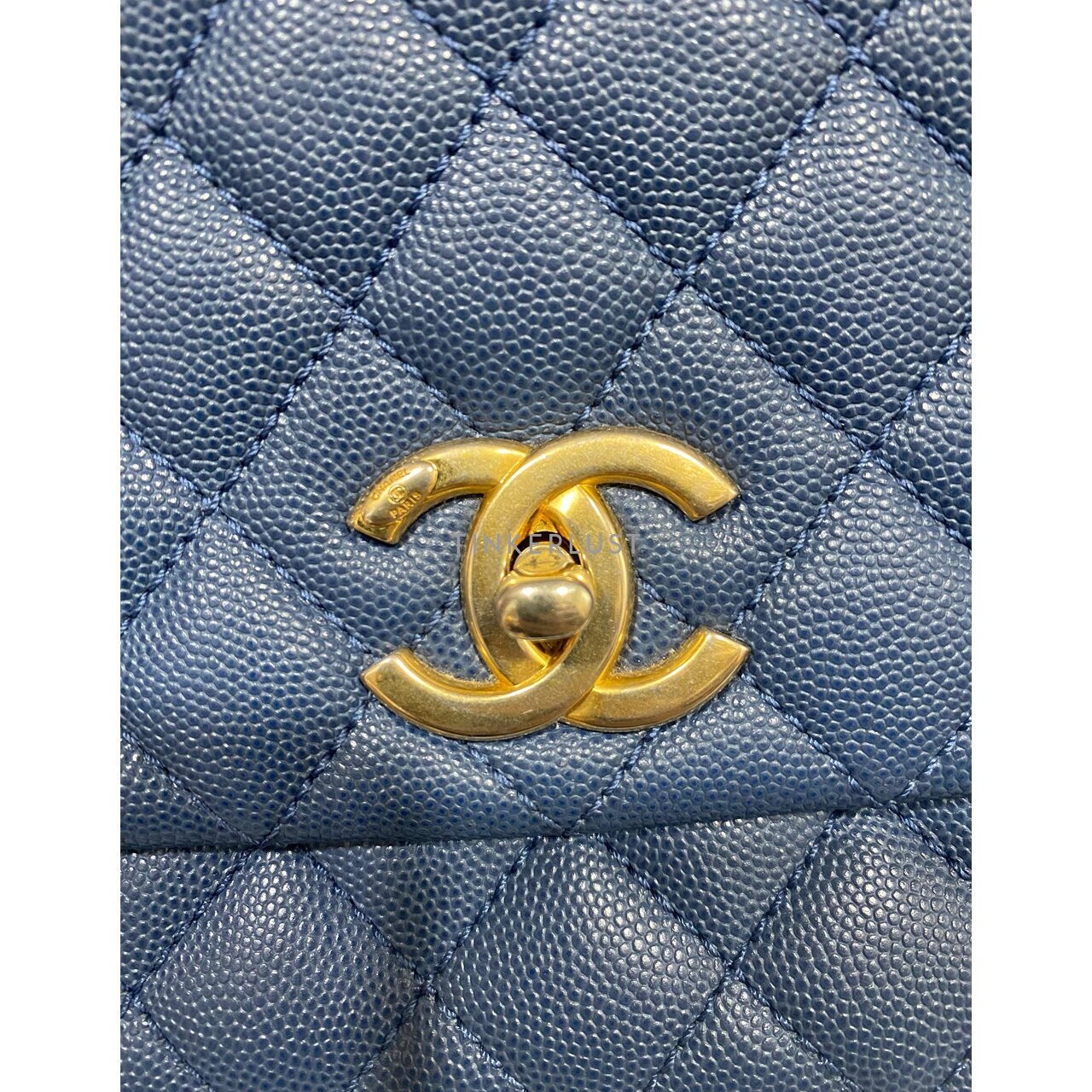 Chanel Coco Handle Medium Blue Caviar GHW #24 Satchel