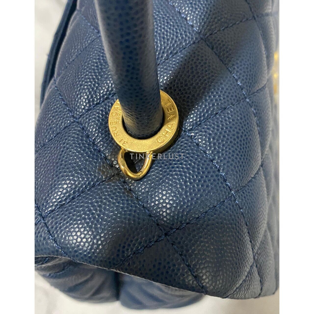 Chanel Coco Handle Medium Blue Caviar GHW #24 Satchel