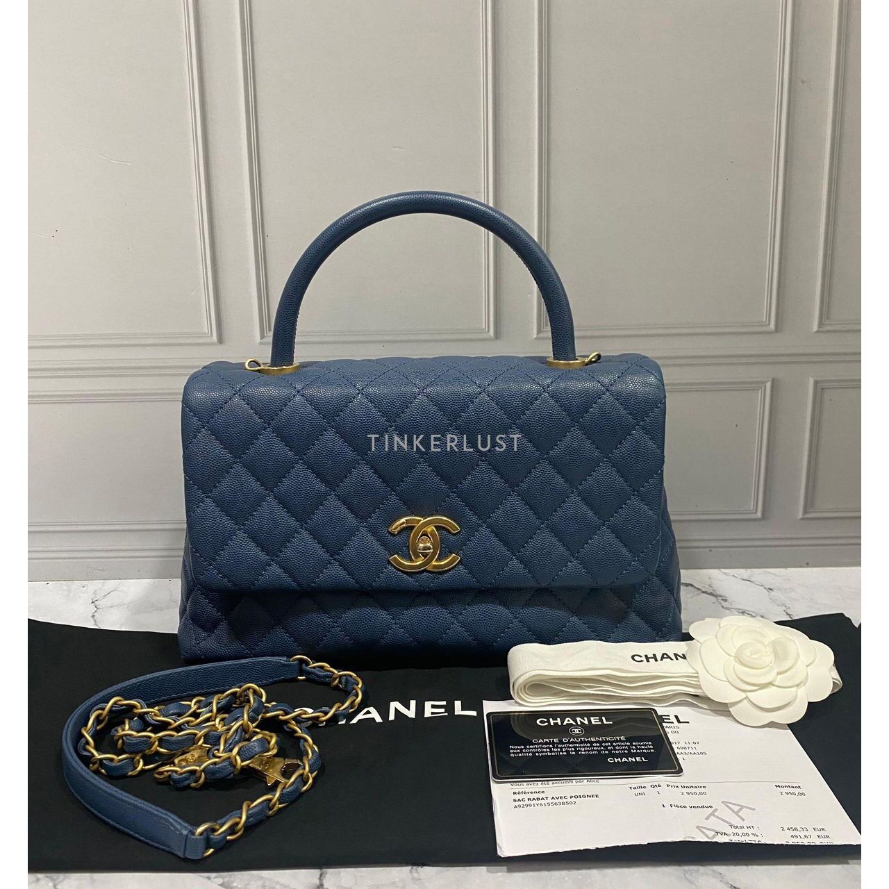 Chanel Coco Handle Medium Blue Caviar GHW #24 Satchel