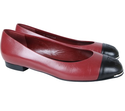 Chanel Maroon Two Tone Flats