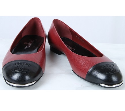 Chanel Maroon Two Tone Flats