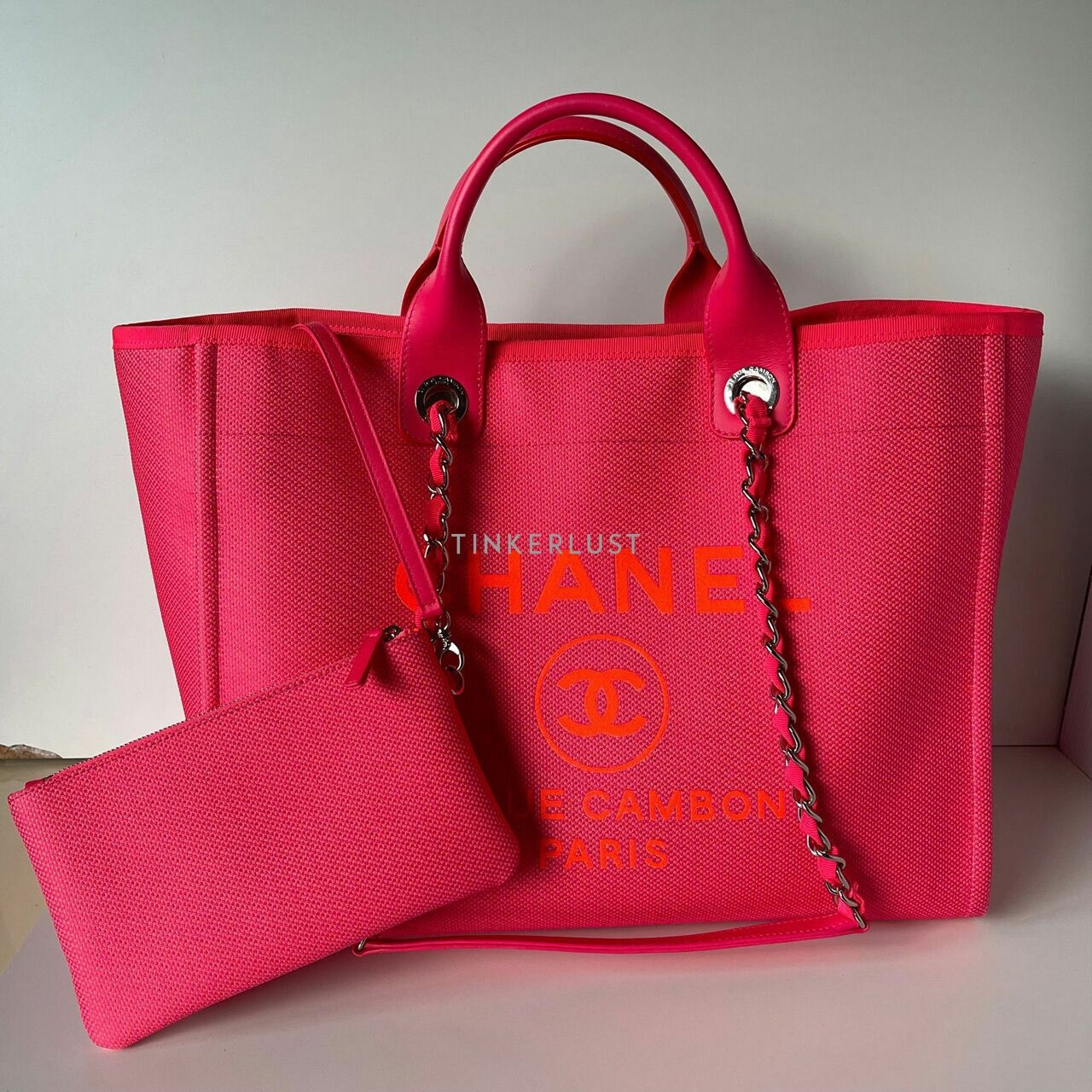 Chanel Deauville Large Top Handle Pink Neon #31