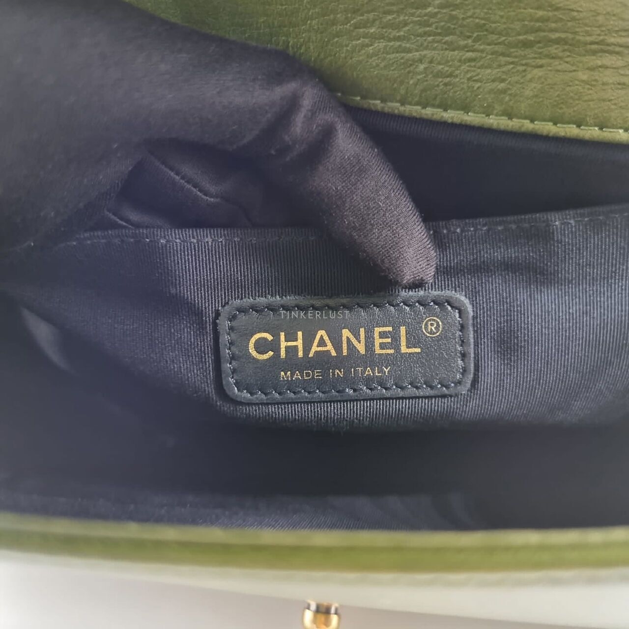 Chanel Boy Medium Tweed Velvet Green #18 Shoulder Bag