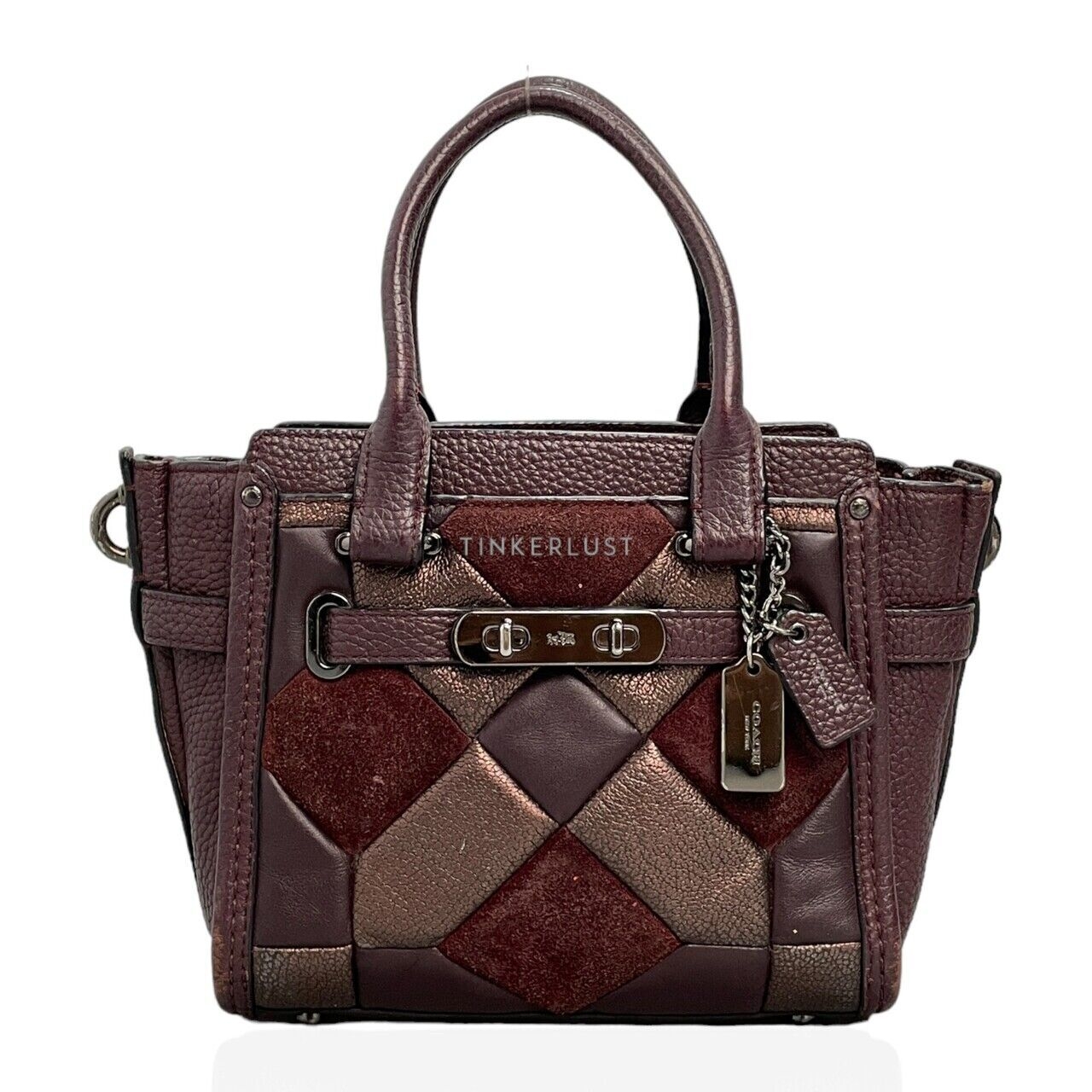 Coach Patchwork x Quilted Leather Wine Satchel Bag