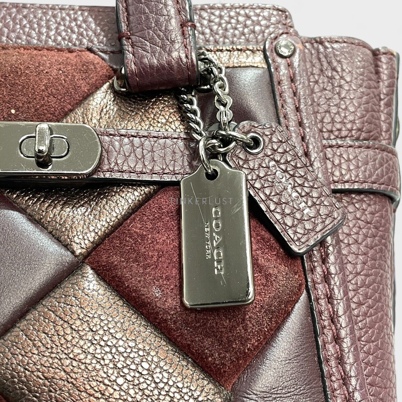 Coach Patchwork x Quilted Leather Wine Satchel Bag