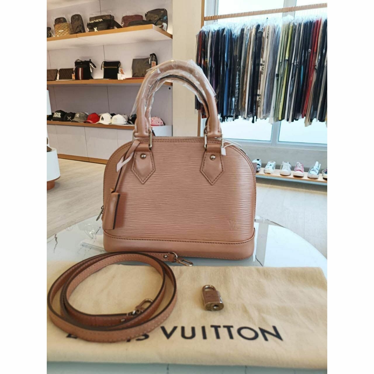 Louis Vuitton Epi Alma BB Rose Gold Satchel