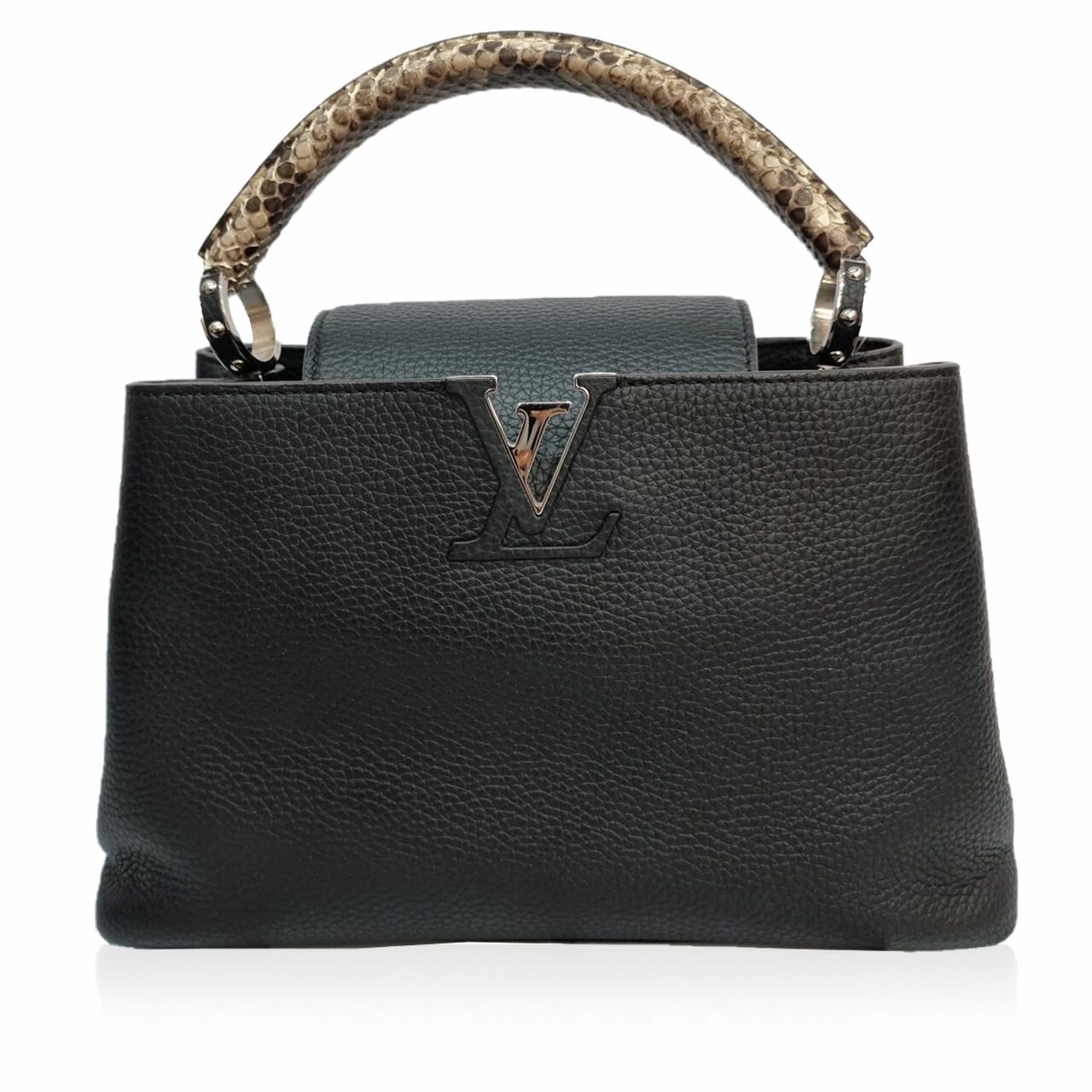 Louis Vuitton Capucines PM Black Top Handle Python 2013 Satchel