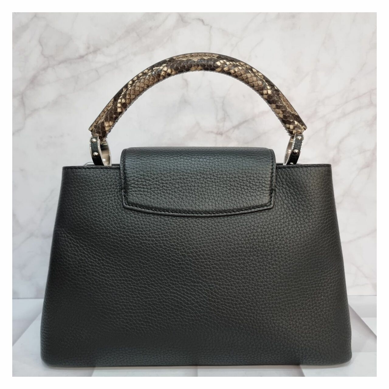 Louis Vuitton Capucines PM Black Top Handle Python 2013 Satchel