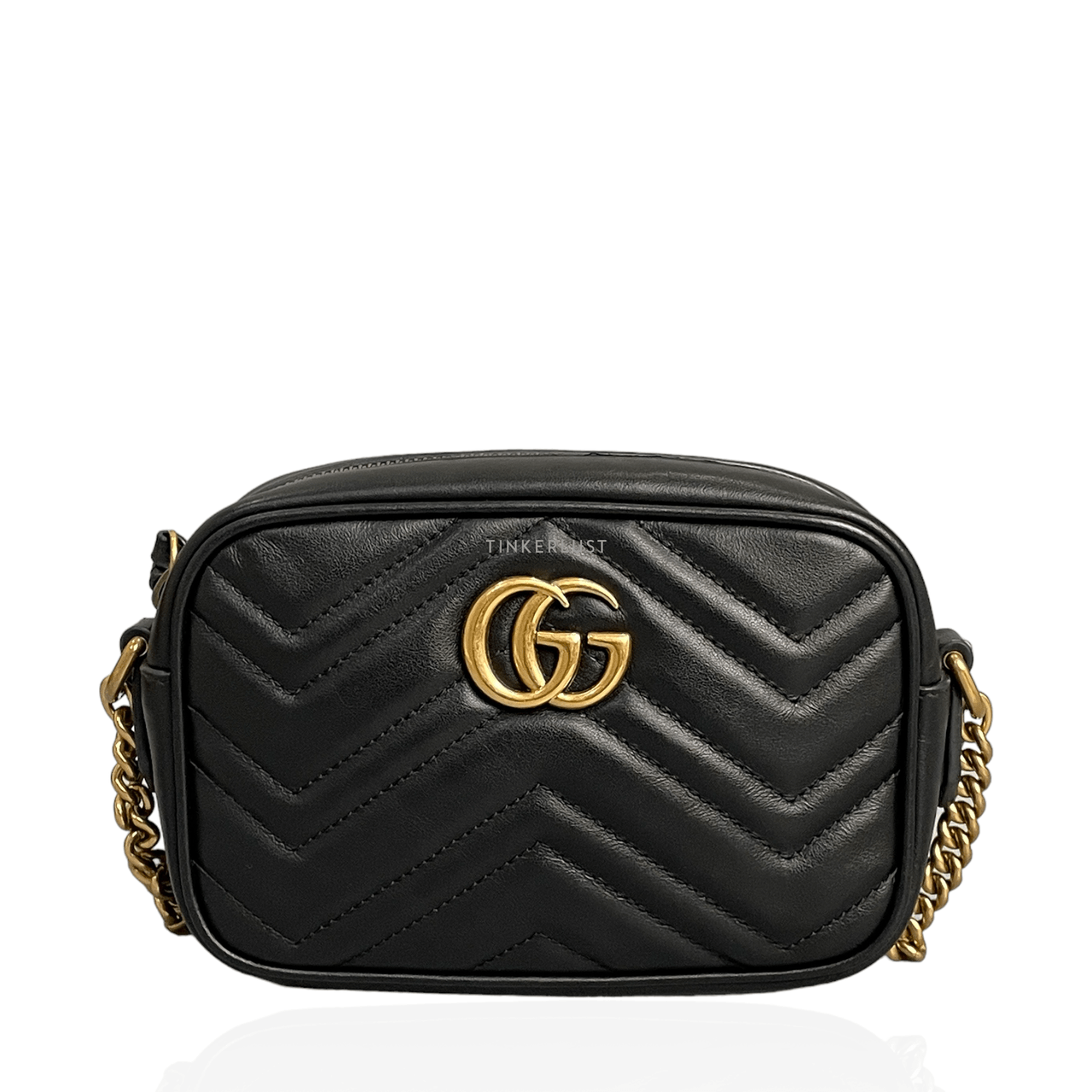 Gucci Matelasse Mini GG Marmont Black Calfskin GHW Chain Sling Bag