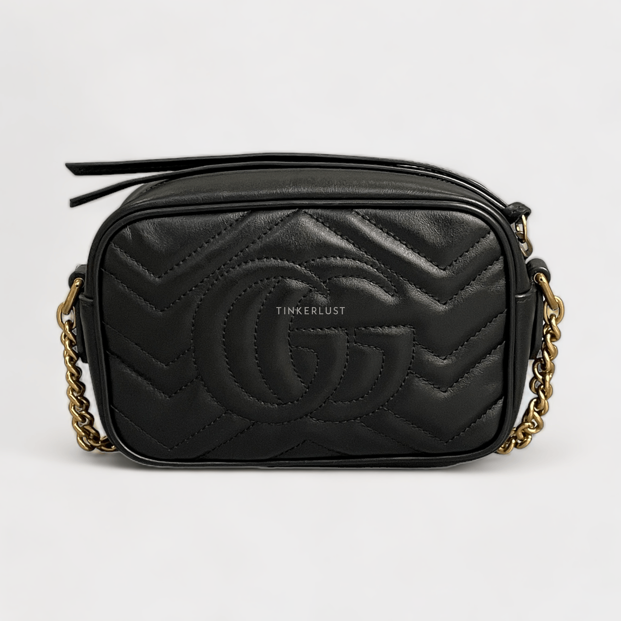 Gucci Matelasse Mini GG Marmont Black Calfskin GHW Chain Sling Bag