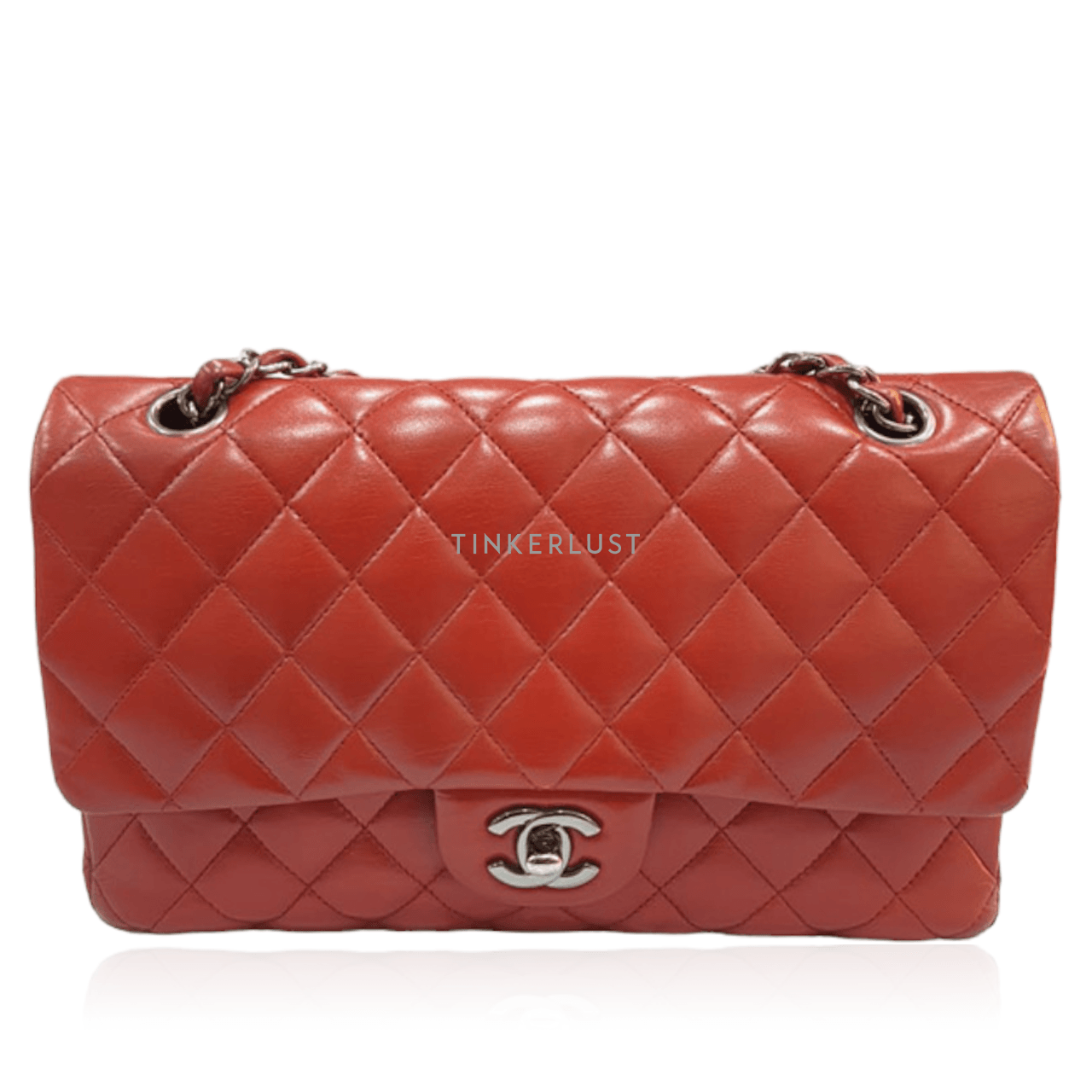 Chanel Classic Medium Red Lambskin #15 RHW Shoulder Bag