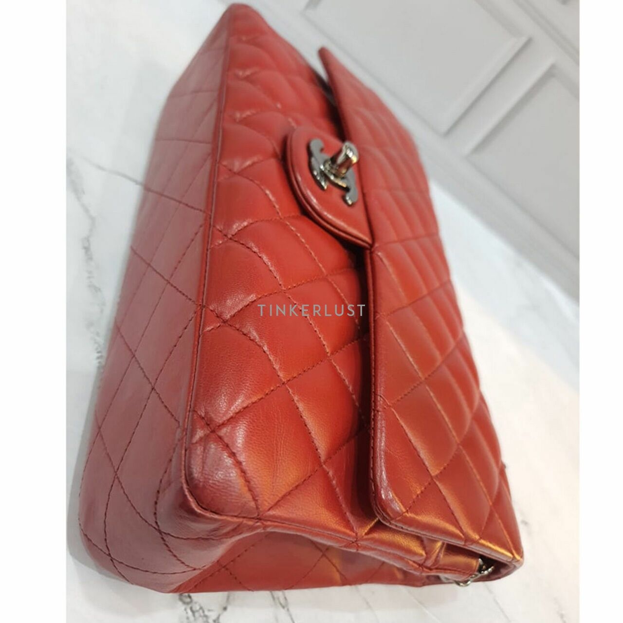 Chanel Classic Medium Red Lambskin #15 RHW Shoulder Bag