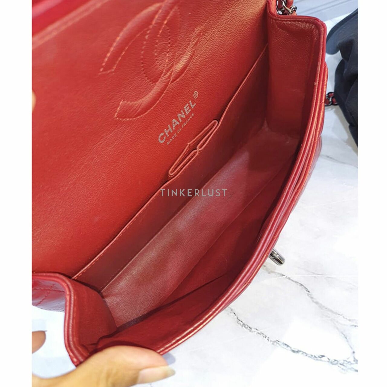 Chanel Classic Medium Red Lambskin #15 RHW Shoulder Bag