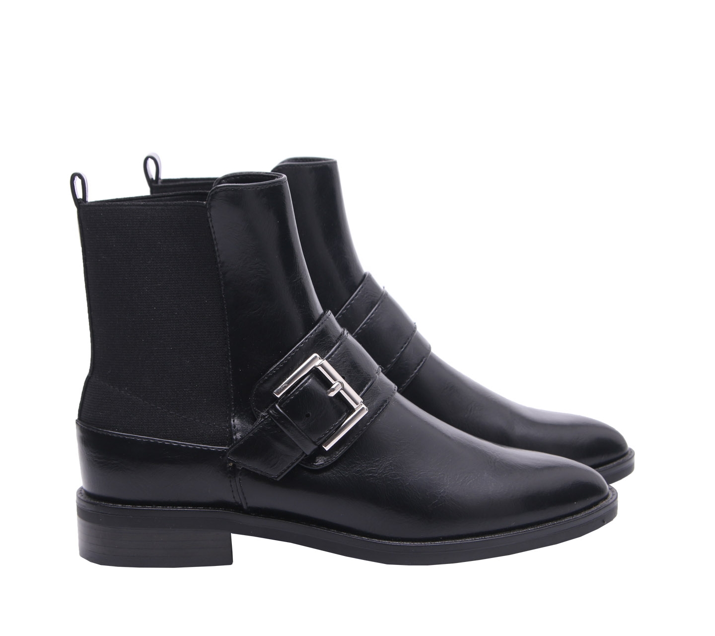 Zara Black Buckles Ankle Boots