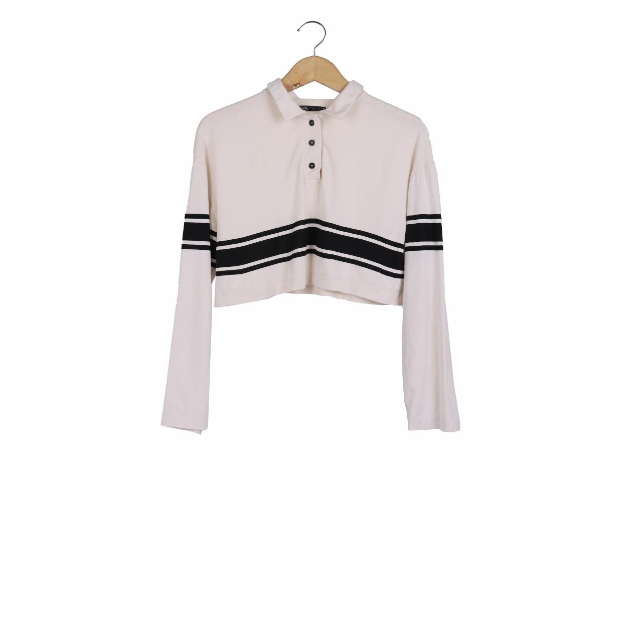 Zara Black & Ivory Crop Blouse