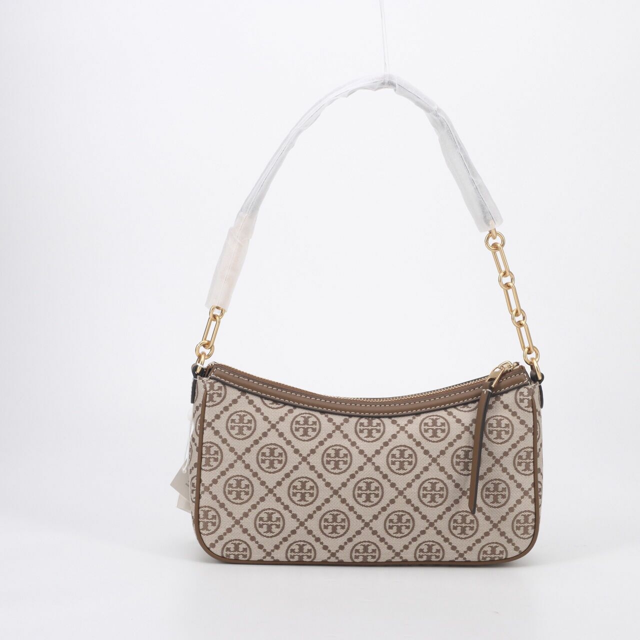 Tory Burch T Monogram Jacquard Studio Hazelnut Shoulder Bag