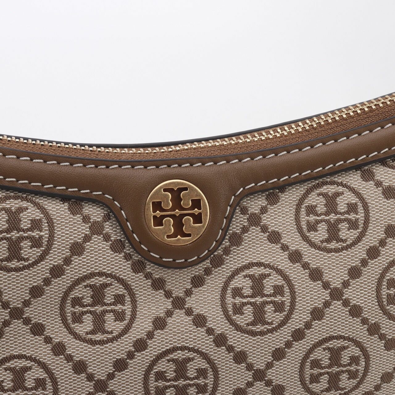 Tory Burch T Monogram Jacquard Studio Hazelnut Shoulder Bag