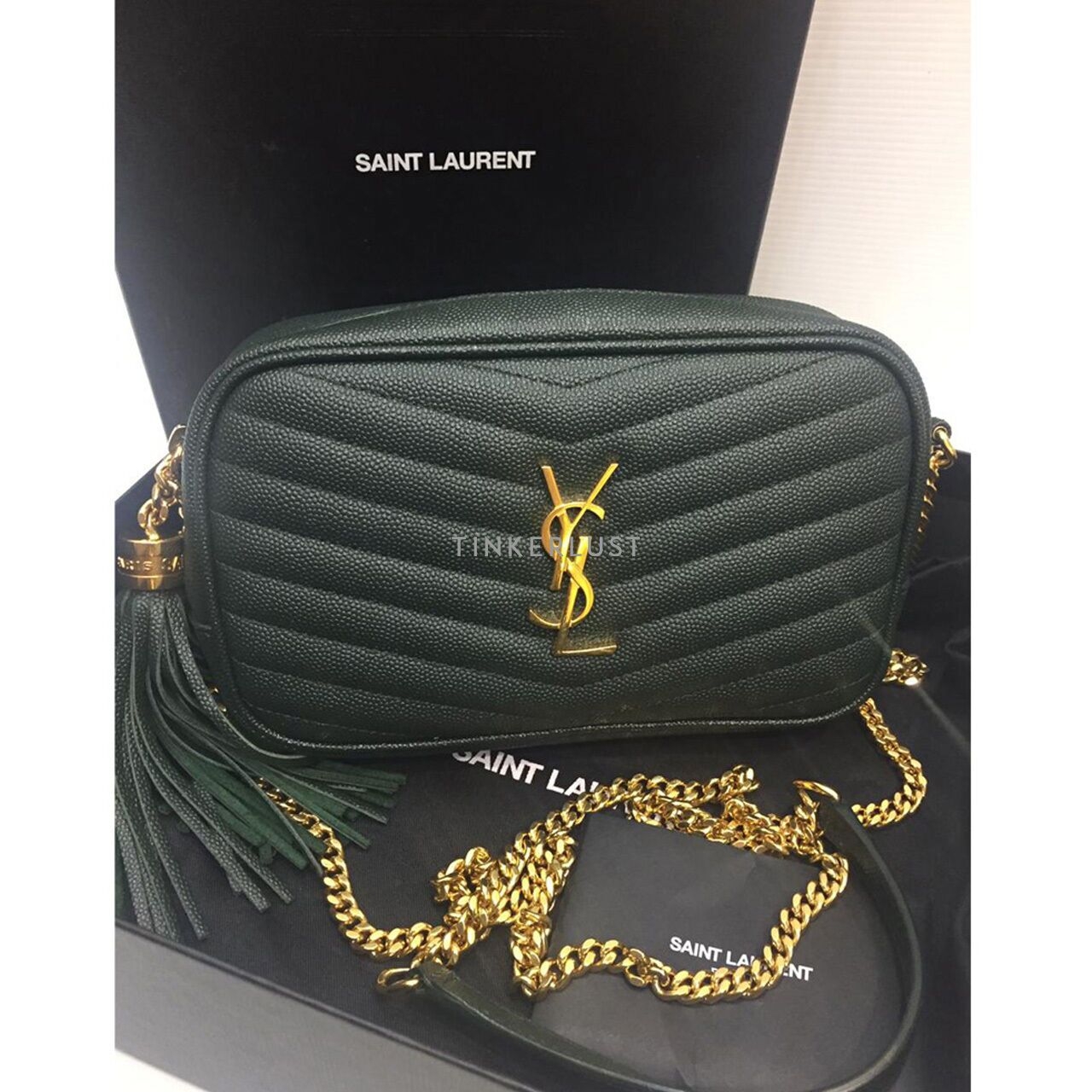 Saint Laurent Mini Lou Camera Bag Caviar Dark Green 2022 Sling Bag