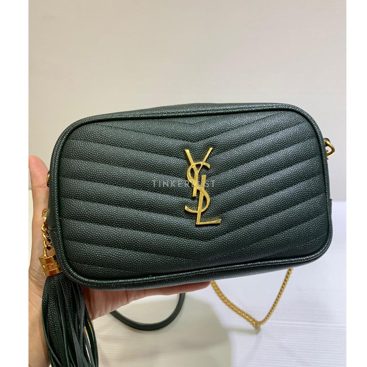 Saint Laurent Mini Lou Camera Bag Caviar Dark Green 2022 Sling Bag