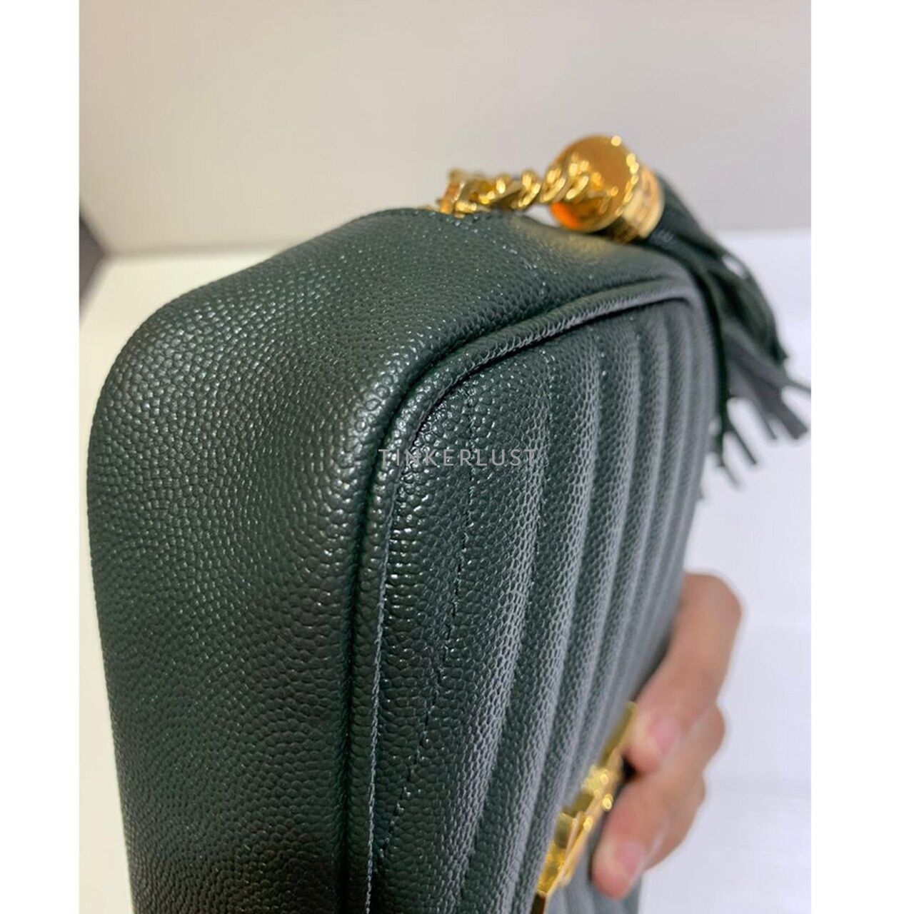 Saint Laurent Mini Lou Camera Bag Caviar Dark Green 2022 Sling Bag