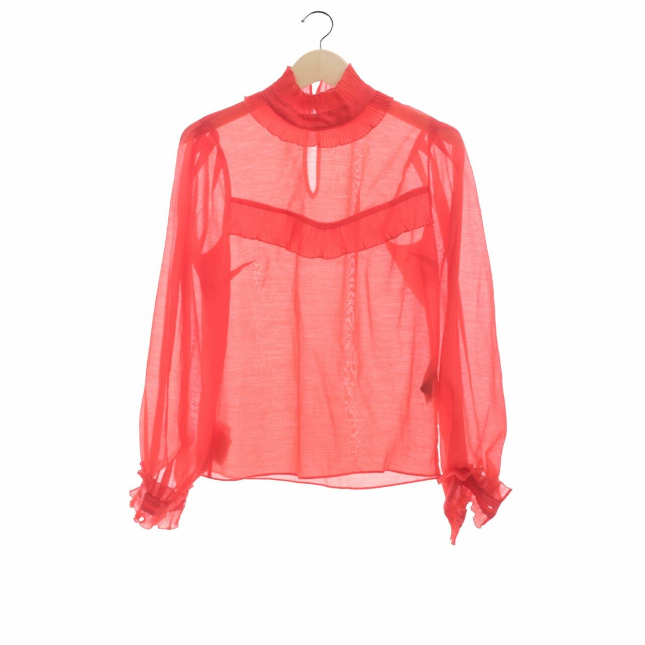 H&M Red Pleats Blouse