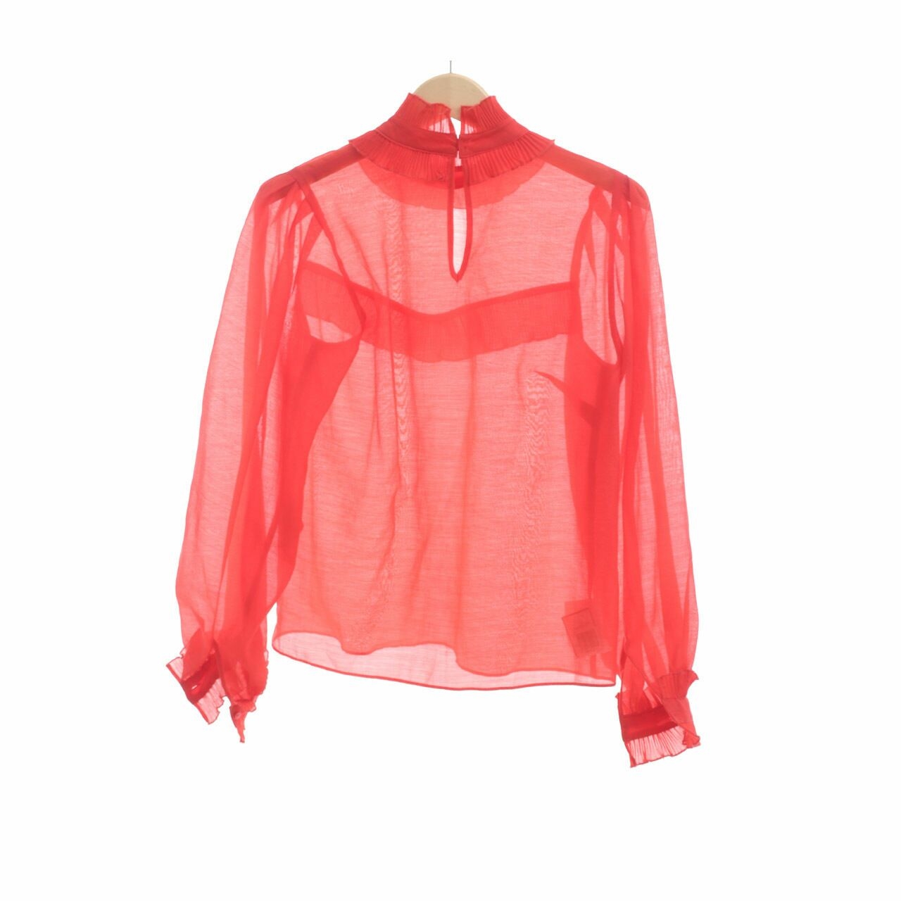 H&M Red Pleats Blouse