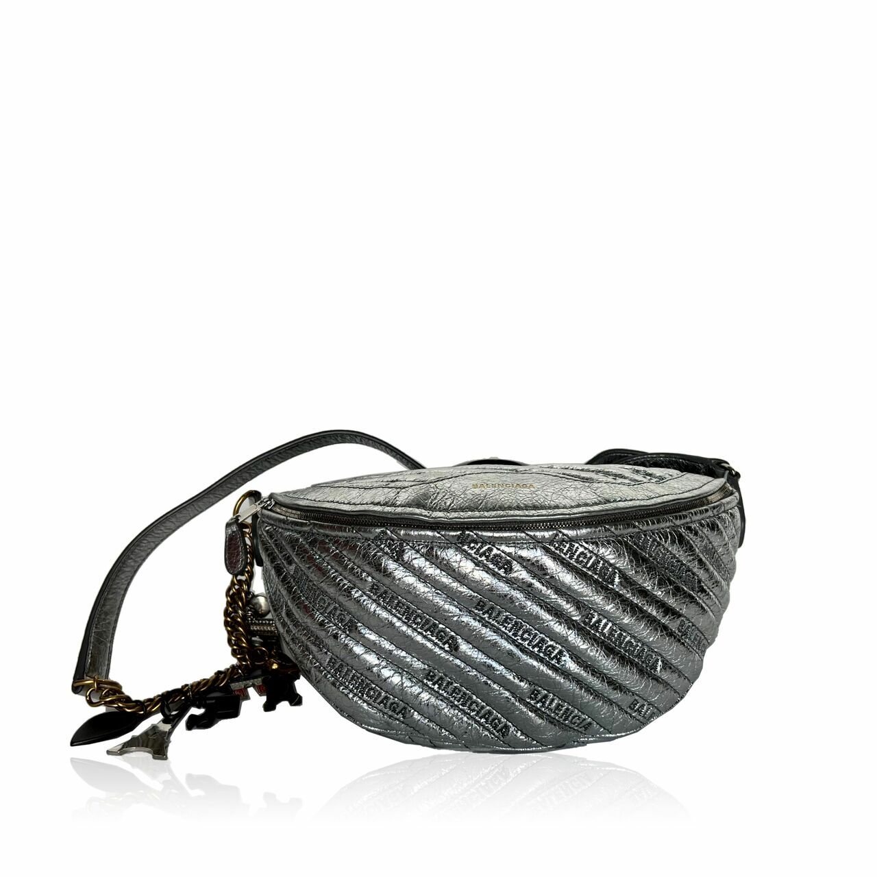 Balenciaga Silver Metallic Belt Bag