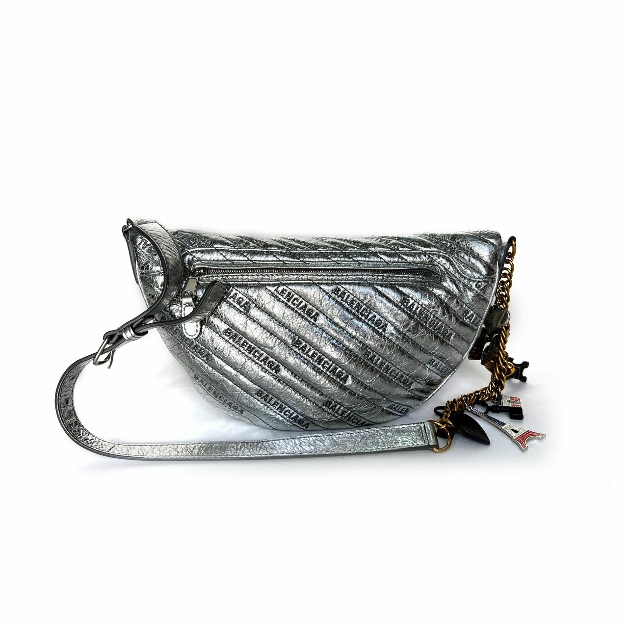 Balenciaga Silver Metallic Belt Bag