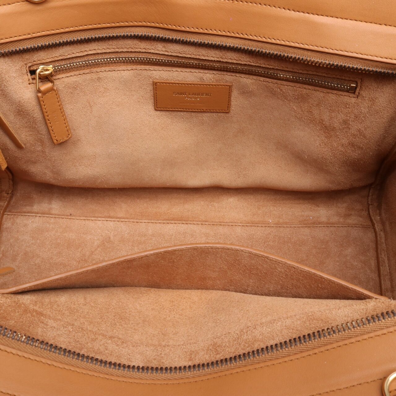 Yves Saint Laurent Cabas Rive Gauche in Gold Leather Satchel