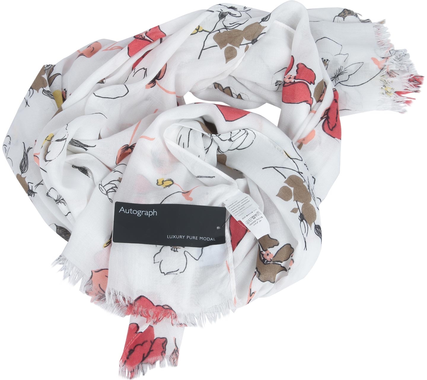 Marks & Spencer White Floral Scarf