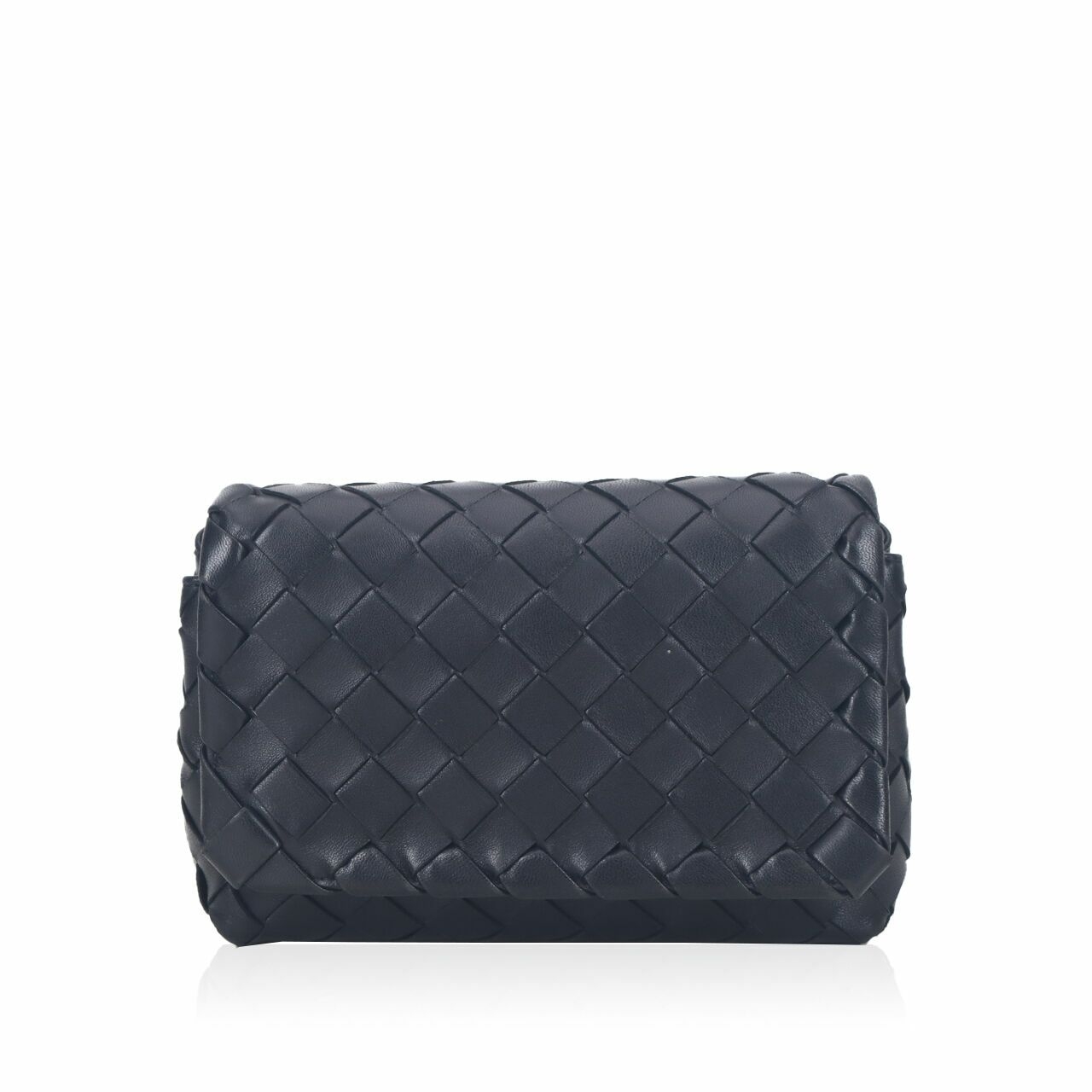 Bottega Veneta Nappa Interciatto Mini Flap Crossbody Bag Black