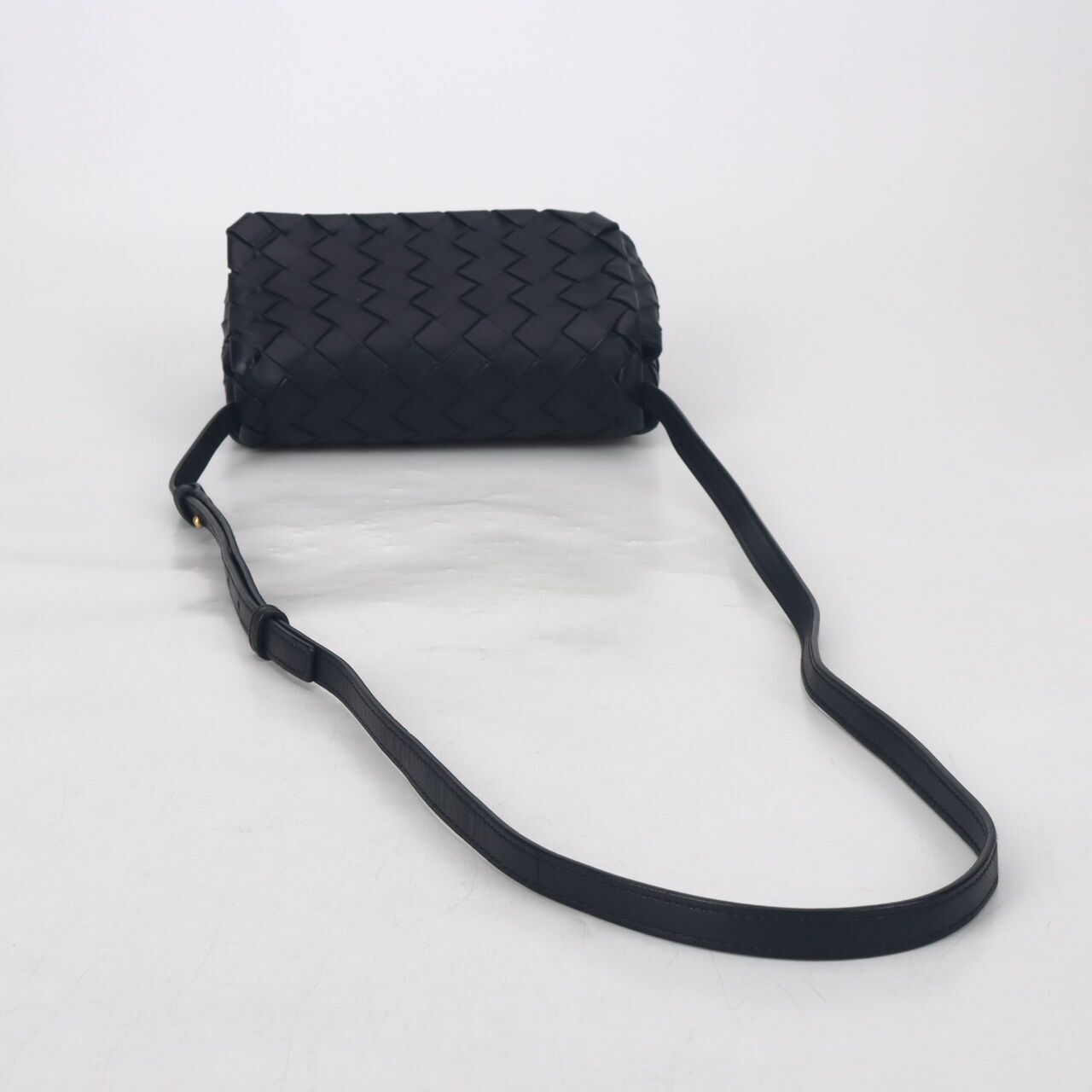 Bottega Veneta Nappa Interciatto Mini Flap Crossbody Bag Black